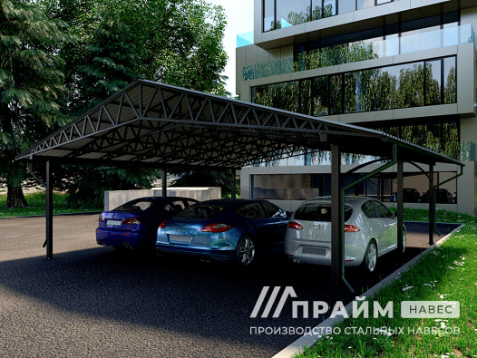 Навес для машины домиком с профнастилом №1 - фото 498