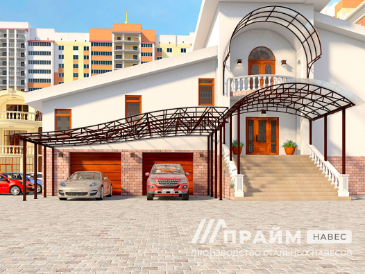 Навес для автомобиля из металлопрофиля №21 - фото 518